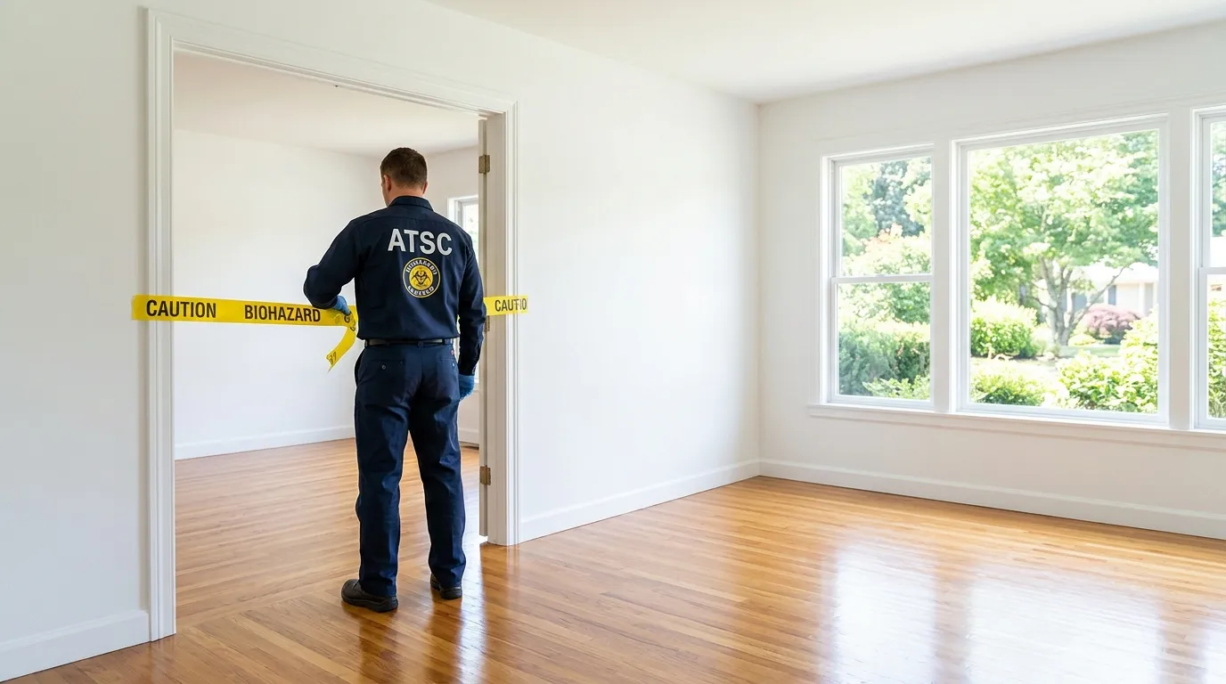 Certified biohazard cleanup crew performing Trauma Scene Cleanup in Greentree